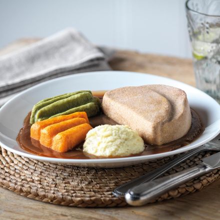 Pur&#233;ed Beef Stew & Dumplings