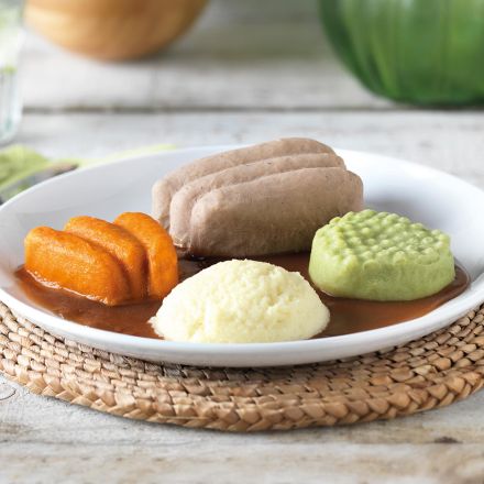 Pur&#233;ed Sausage & Mash